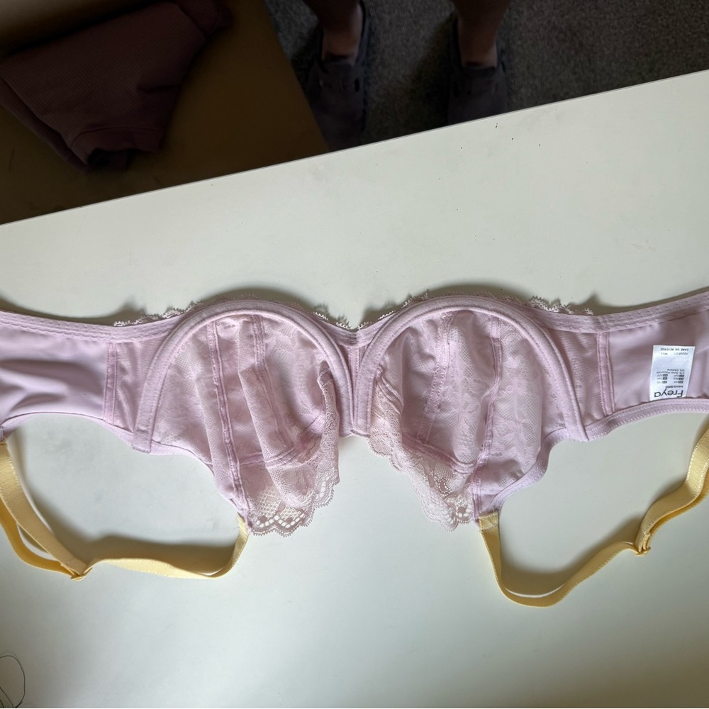Freya Pink and Yellow Lace Bra - Picture 3 of 5